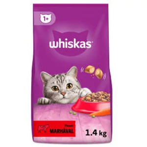 Whiskas Adult Beef +1 - Szárazeledel (marhahússal) felnőtt macskák részére (1,4kg)