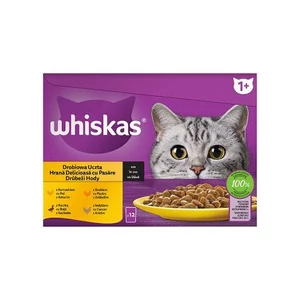 Whiskas Poultry feasts – Nedves eledel (csirke-, pulyka-, kacsa-, baromfi- szószban ) macskák részére (12x85g)