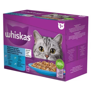 Whiskas 12X85g Alutasakos halas válogatás (lazac, tonhal, tõkehal, fehérhal aszpikban)