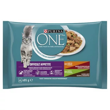 PURINA ONE DIFFICULT APPETITE Csirkével és pulykával nedves macskaeledel 4x85g
