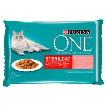 PURINA ONE STERILCAT Lazaccal és Sárgarépával nedves macskaeledel 4x85g