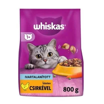 Whiskas Adult Sterile Chicken +1 - Szárazeledel (csirkehússal) felnõtt macskák részére (800g)