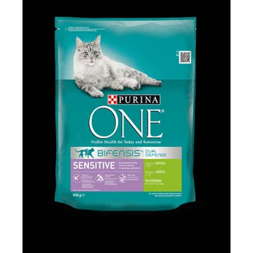 Purina ONE SENSITIVE Pulykában és rizsben gazdag száraz macskaeledel 800g