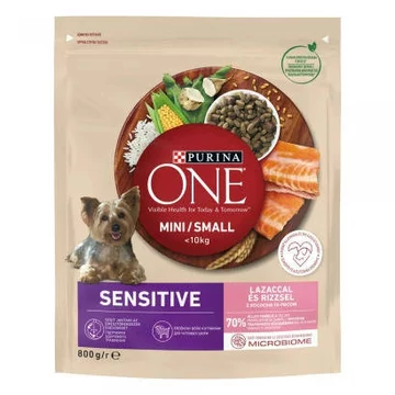 Purina ONE Mini SENSITIVE Lazac rizs száraz kutyaeledel 800g