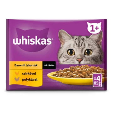 Whiskas Poultry feasts - Nedves eledel (csirke-, pulyka-, szószban ) macskák részére (4x85g)