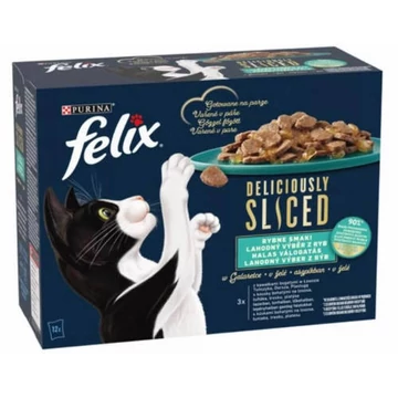 Felix DELICIOUSLY SLICED Halas válogatás aszpikban nedves macskaeledel 12x80g