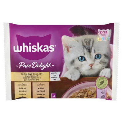 Whiskas Pure Delight Junior - Nedves eledel (csirke-, pulyka-, aszpikban) kölyökmacskák részére (4x8