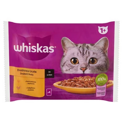 Whiskas Poultry feasts 1+ - Nedves eledel (csirke-, pulyka-, aszpikban ) macskák részére (4x85g)