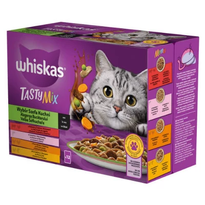 Whiskas TastyMix - Nedves eledel (marha,baromfi,zöldség,lazac,sárgarépa szószban) macskák részére