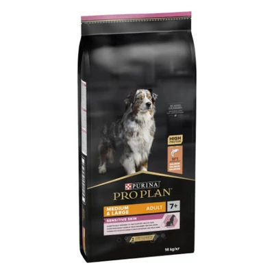 PRO PLAN Medium & Large Adult 7+ Sensitive Skin száraz kutyaeledel lazac 14kg