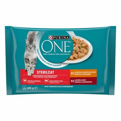 PURINA ONE STERILCAT Csirkével és Zöldbabbal nedves macskaeledel 4x85g
