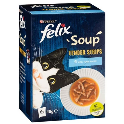 FELIX Soup Tender strips Halas válogatás szószban nedves macskaeledel falatkákkal 6x48g