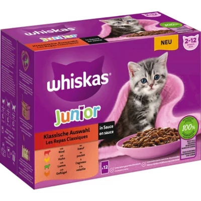 Whiskas Junior Classic Meals - Nedves eledel (marha,csirke,bárány, baromfi szószban) kölyökmacskák
