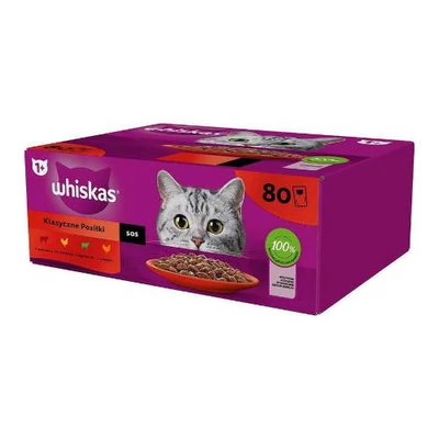 Whiskas Classic Meals 1+ - Nedves eledel (marha-,csirke-,bárány-, baromfi-, szószban)