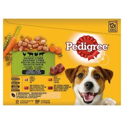 Pedigree alutasakos Adult mix 12x100g - vegyeshús - mártásban